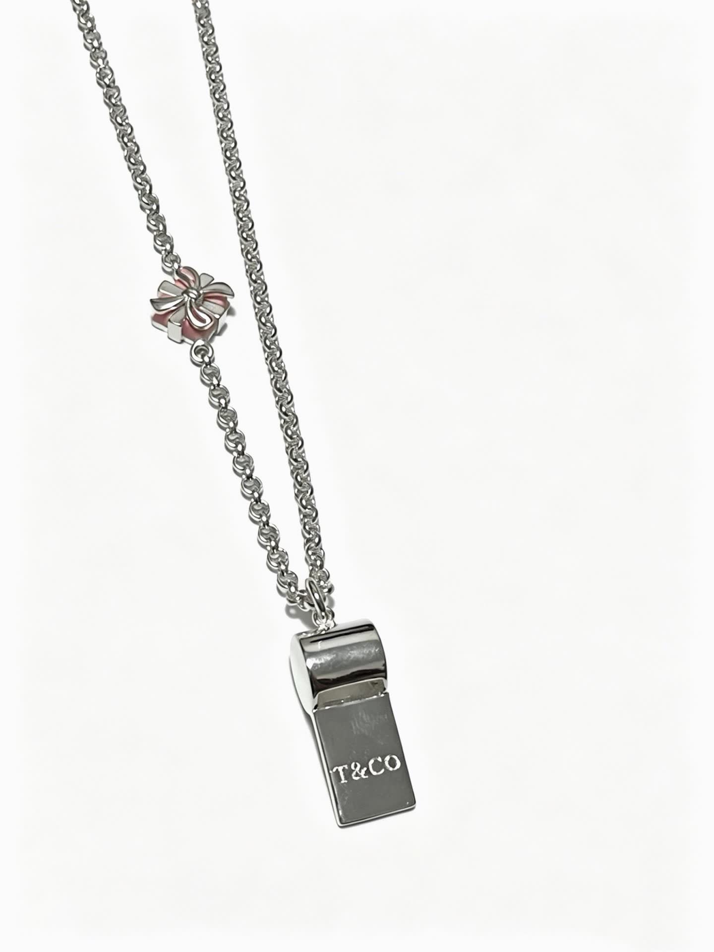 Tiffany & Co. Blue Enamel Tag Pendant Necklace
